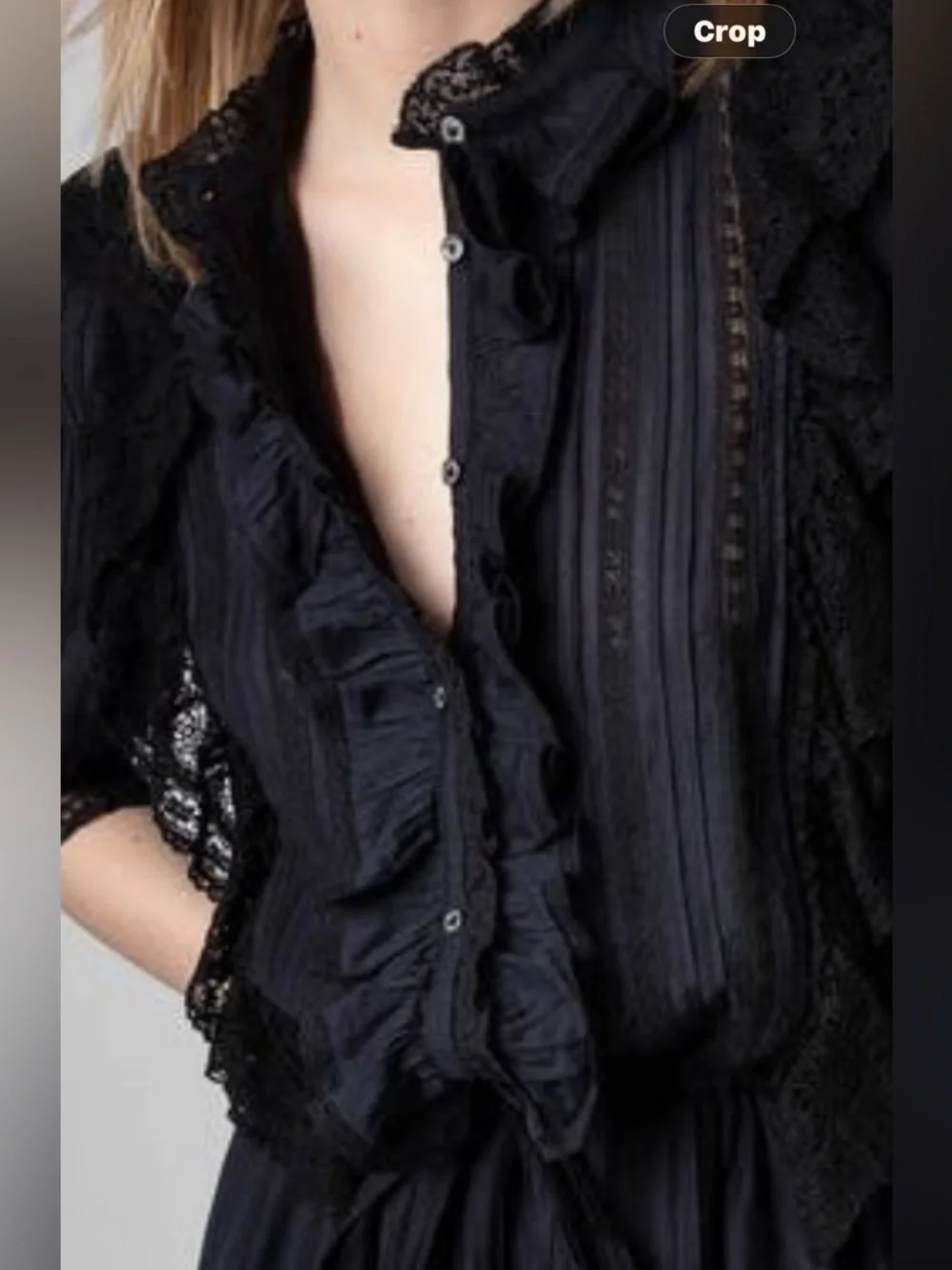 Zadig & Voltaire Ranky Dress Black Lace Ruffle Mini Boho Gothic Tiered Medium A4 - Picture 7 of 16